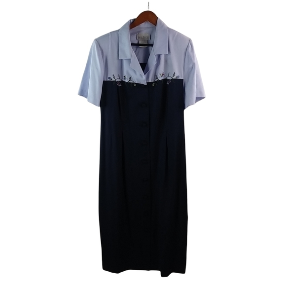Lady Dorby Dresses & Skirts - Lady Dorby 16W Navy Lavender Shirt Dress Plus
